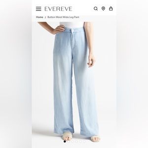Evereve button waist wide leg pant NWT